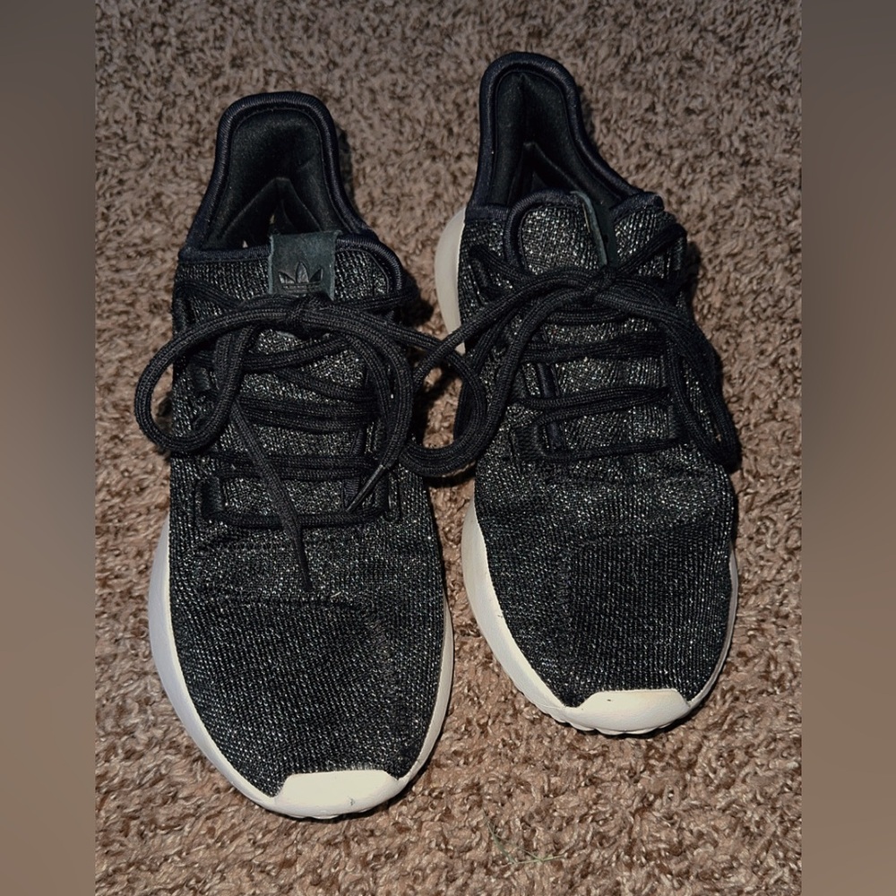Adidas Black Sparkly Sneakers with White Soles
